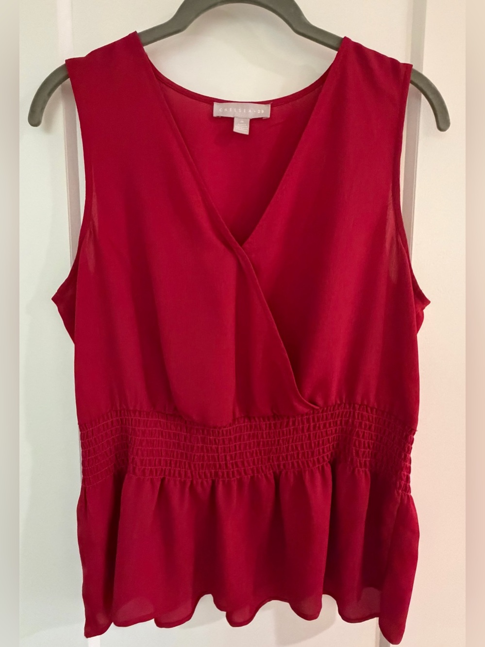 Chelsea28 V-Neck Smocked Waist Sleeveless Blouse